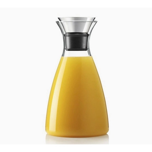 NWOT 50 oz Glass Carafe w/Stainless Steel Flip-Top Lid & Zippered Cozy - Picture 3 of 9